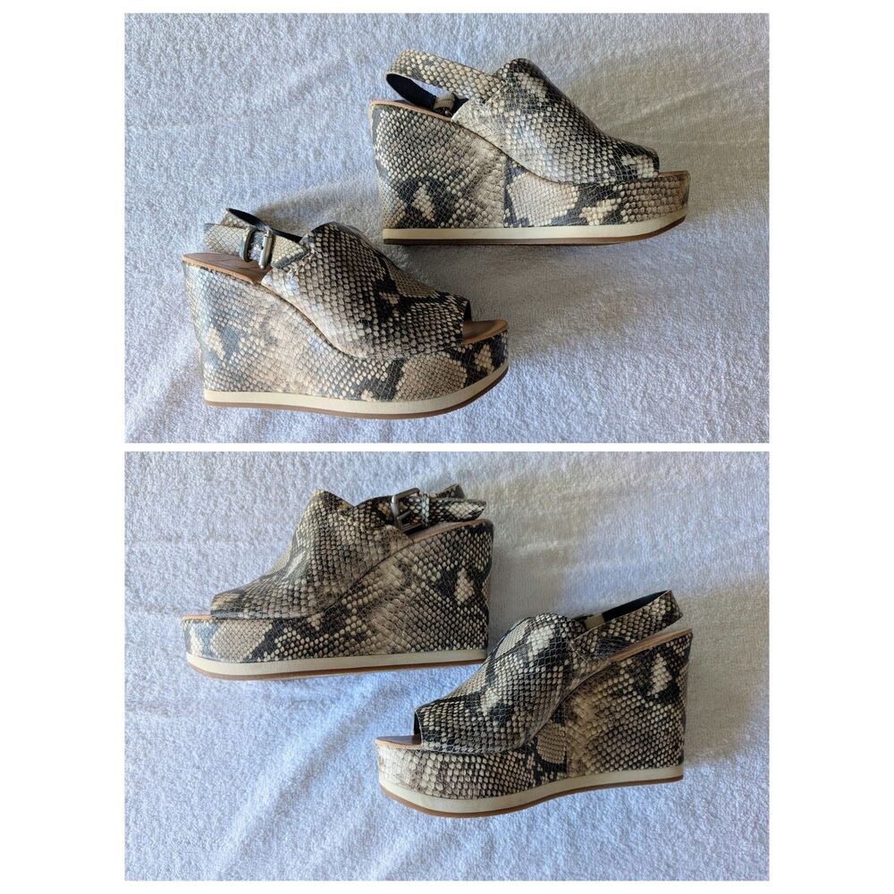 Dolce Vita Snakeskin Print Platform Wedge Sandals Slingback Womens 8.5